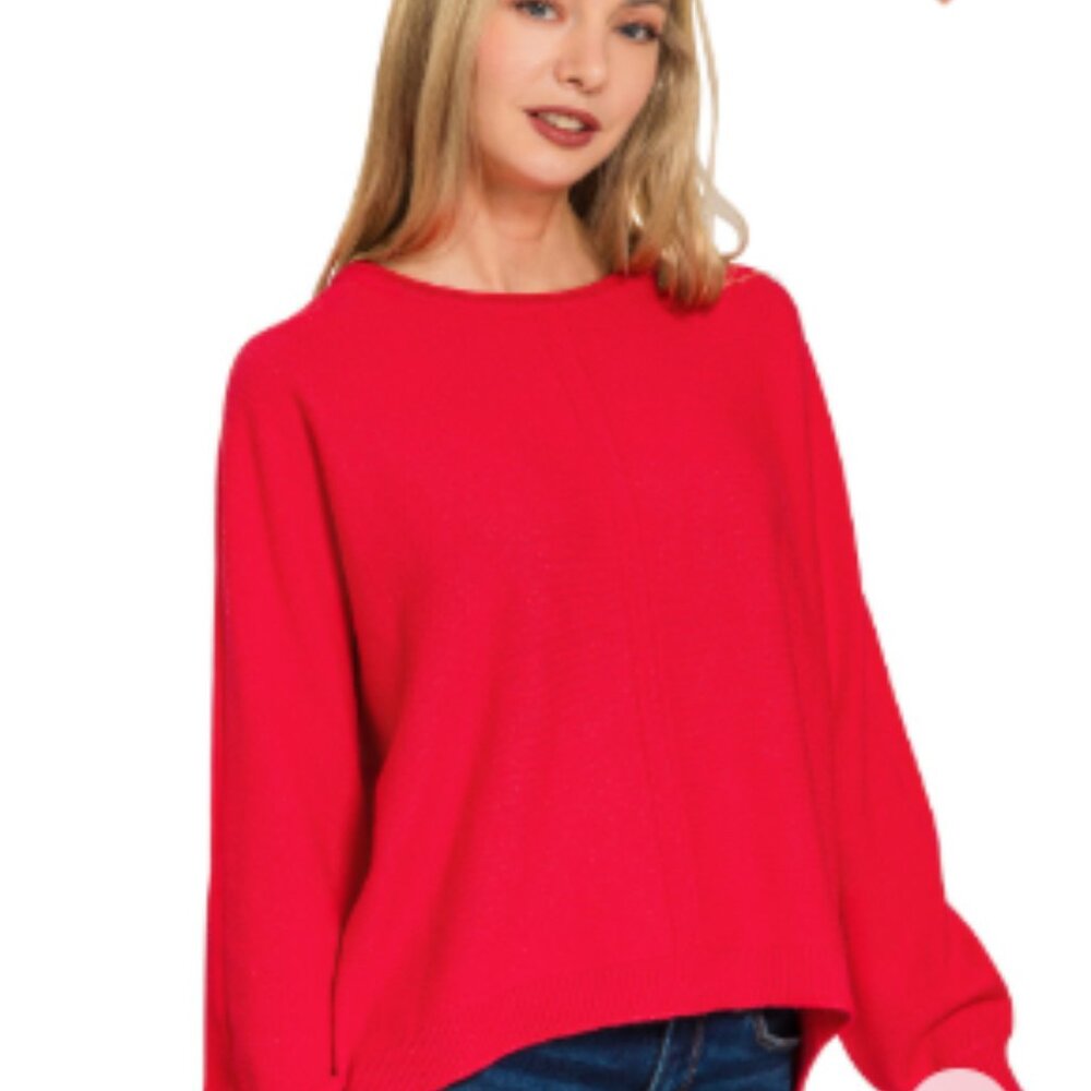 ✨NWT Zenana Viscose Front Seam Round-Neck‎ Sweater